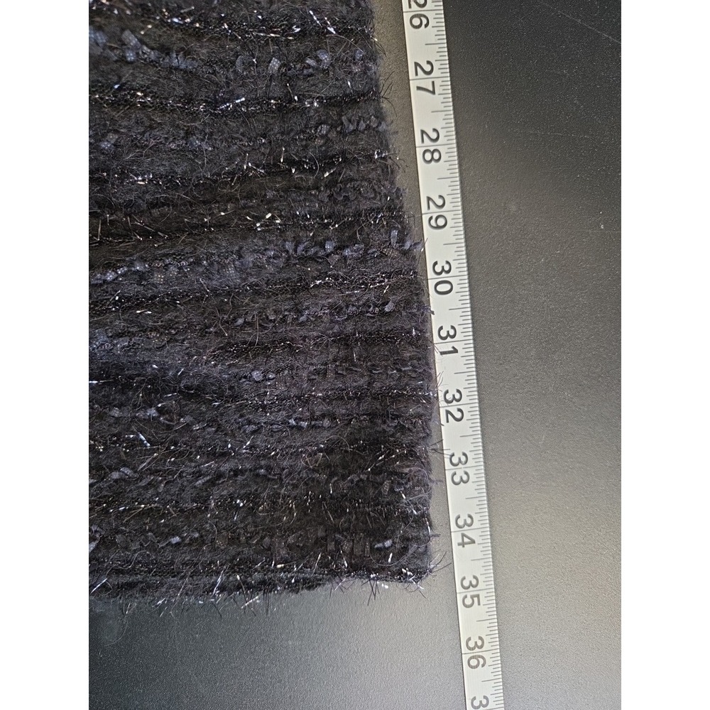 Lesley Evers Black Belted Metallic Fringey Tweed Contrast Sheath Dress Sz S - Picture 10 of 10